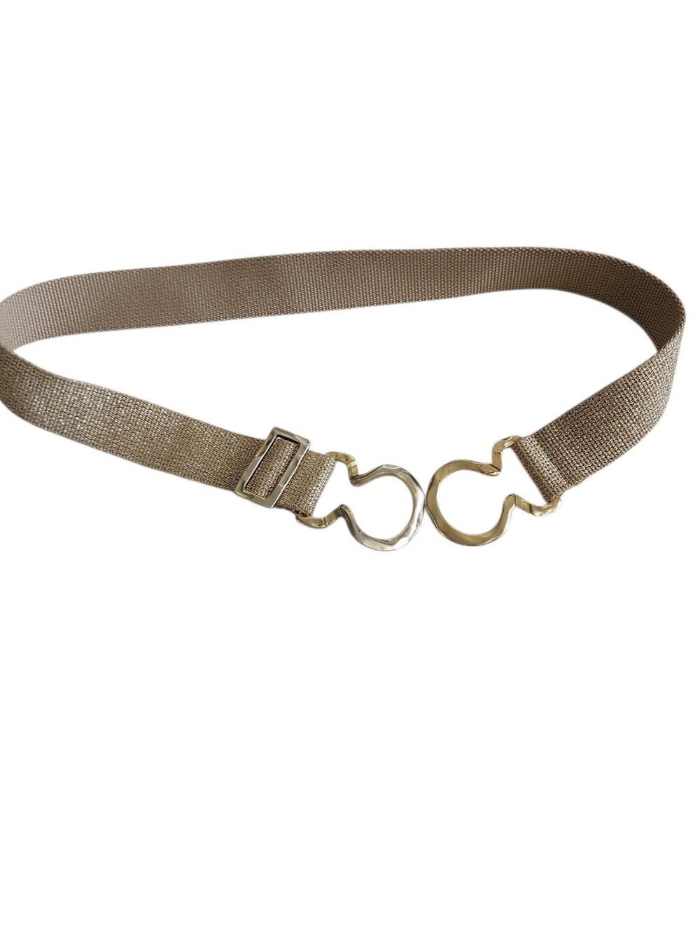 Y2K Gold Interlocking Buckle Adjustable Woven Shimmer Statement Belt
